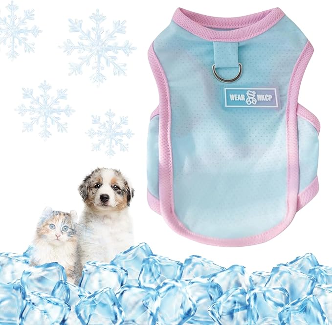Dog Cooling Vest, Summer Pet T-Shirt, Breathable Quick-Dry Outfit for Dogs and Cats, Blue (Blue, X-Small(1.1-3.3lb))