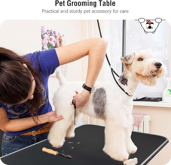 Professional Dog Pet Grooming Table Adjustable Heavy Duty Portable w/Arm & Noose & Mesh Tray (42", Black)