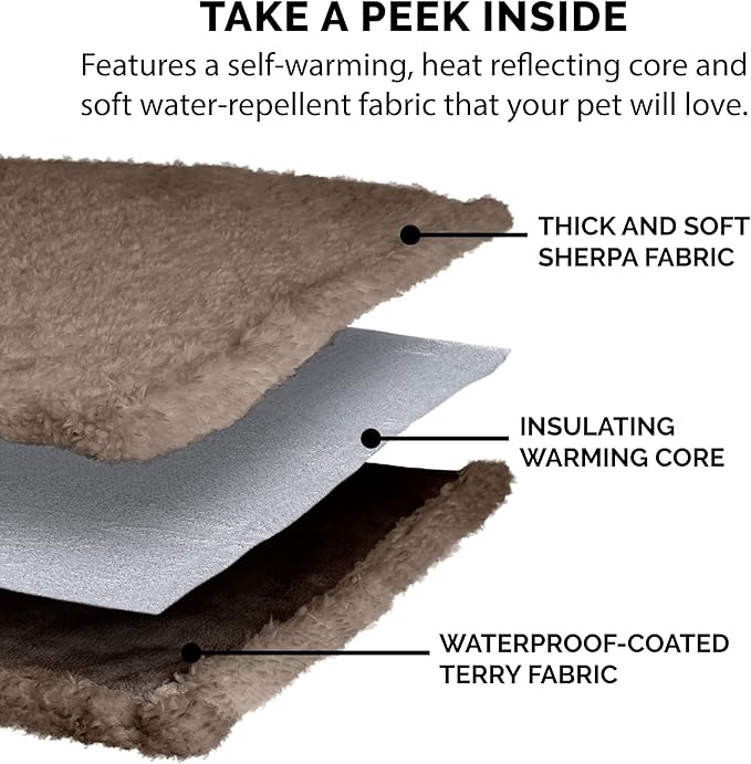 Furhaven Waterproof & Self-Warming Throw Blanket for Dogs & Indoor Cats, Washable & Reflects Body Heat - Soft-Edged Terry & Sherpa Dog Blanket - Espresso, Large