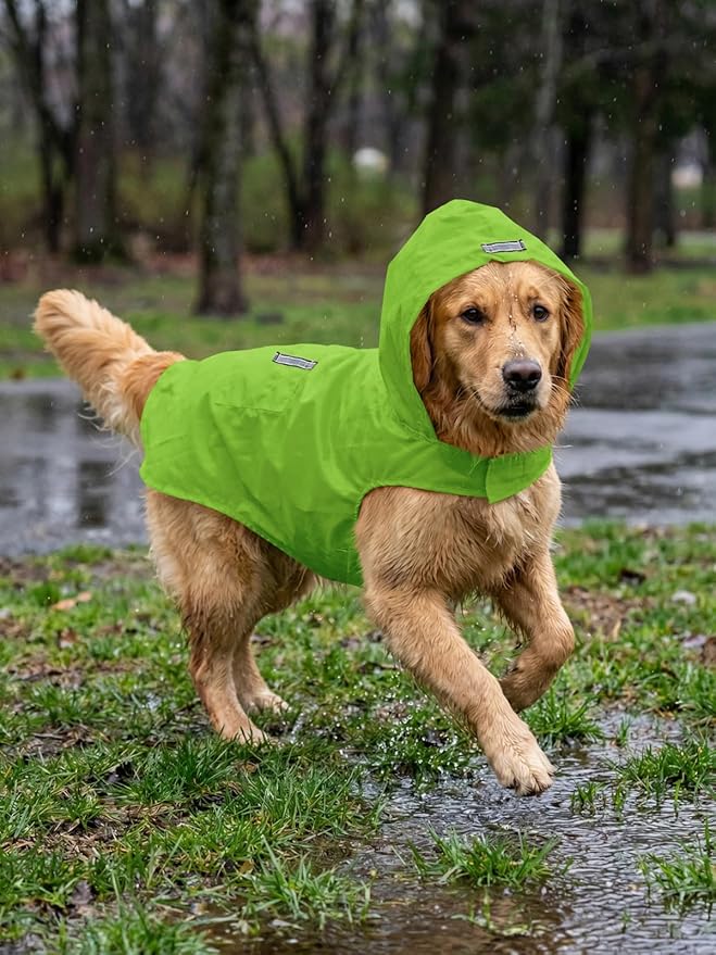 Dog Raincoat Reflective Adjustable Hooded Pet Rain Jacket Poncho with Leash Hole for Dogs S-5XL