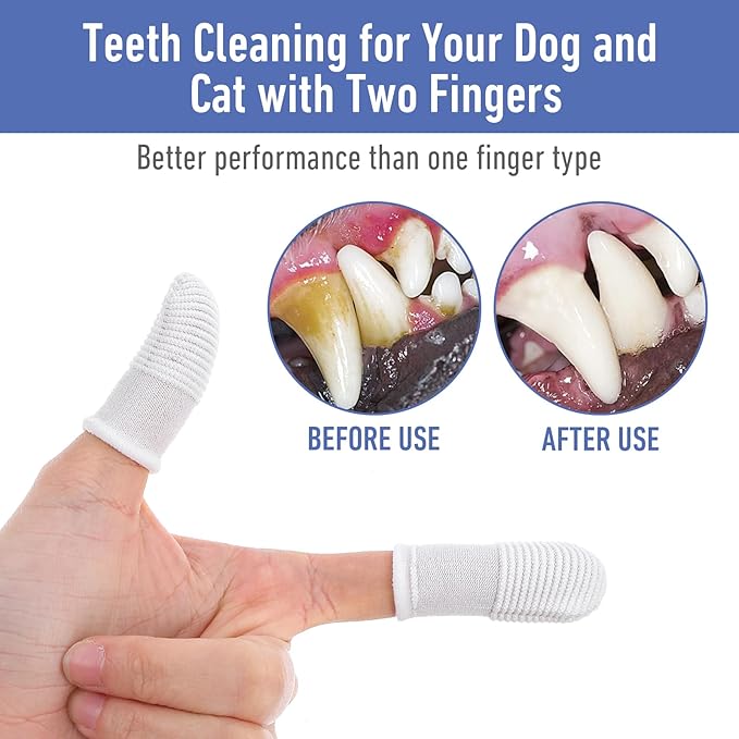 Pet Dental Care Kit 60 PCS Dog Finger Toothbrush Set Soft Finger Toothbrush for Dog Teeth Cleaning Washable Pet Dental Care Kit with Cleaning Wipes for Small Dogs Cats Puppies & Kittens at Home