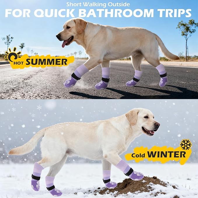EXPAWLORER Anti Slip Dog Socks to Prevent Licking Paws, Dog Shoes for Hot Pavement, Dog Booties for Hardwood Floors, Dog Boots & Paw Protectors with Grippers for Small Medium Large Senior Dogs M