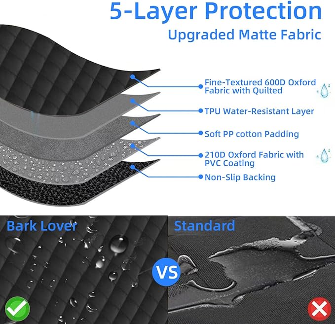 Bark Lover Deluxe Dog Seat Cover for Front Seat-More Durable Waterproof Front Seat Protector, High Heat Resistant and Nonslip Front Seat Cover for Dogs Kids, Universal Size (Black MAT)