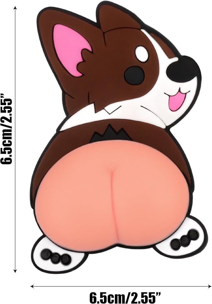 Car Door Anti Collision Protector Bumper Protector Sticker 2 Pcs PVC Cute Cartoon Stickers 3D Silicone Butt Anti Scratch Animal Funny Corgi Soft Car Body Decoration High Elasticity Protects The Paint