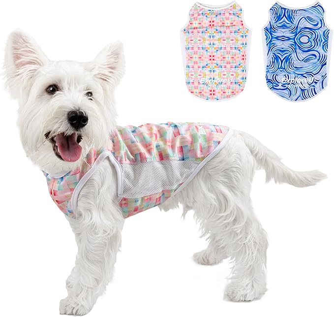Dog Shirt, Cooling Vest Lightweight Breathable, Dog T-Shirts All-Season Sun Protection Quick Dry Soft Stretchy Reflective Tank Top - Small Medium Large Dogs (Candy Patch, Medium)