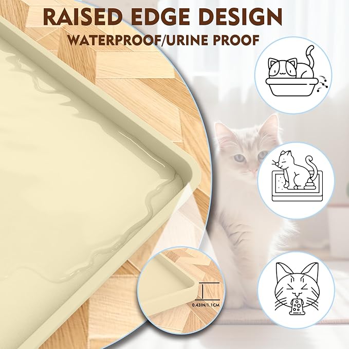 Cat Litter Mat 24" x 16",Soft Silicone Material, Easy Clean Waterproof No Slip Litter Tray Mat, Durable Cat Mat For Indoor,Garden