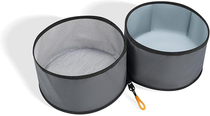 OllyDog Superbowl | Collapsible Dog Travel Bowl | 2-Compartment Food & Water | Foldable Portable Dog Dish | Hiking Camping Backpacking | Small Medium Large Dogs (Castle Rock)