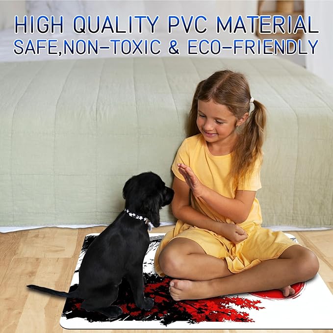 Dog Food Mat, 19.6" x 23.6" Absorbent Pet Feeding Mat for Food and Water, Waterproof Diatom Mud Pet Placemat with Non-Slip Rubber Backing, Easy Clean Cat Bowl Mat for Floors - Maple Leaf Man