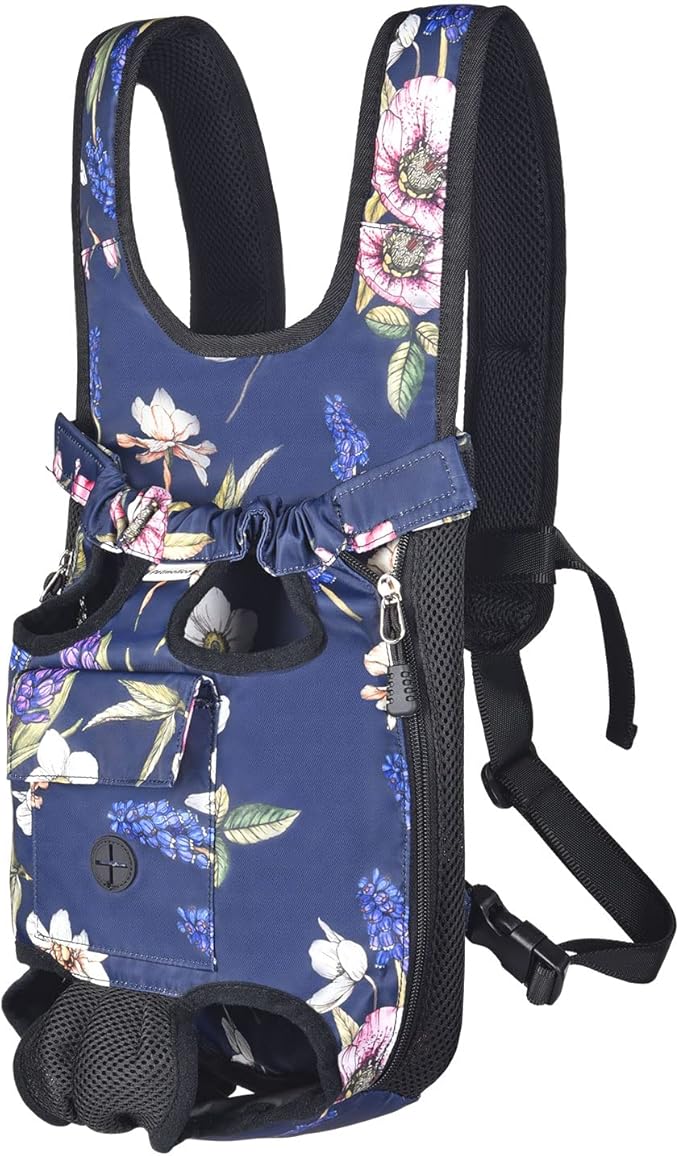 Petmolico Pet Dog Carrier Backpack,Adjustable Dog Legs-Out Front Backpack,Hands-Free Cat Pup Front Carrier Travel Bag,Easy-fit for Traveling Hiking for Dogs,(XL,Blue Daffodil)