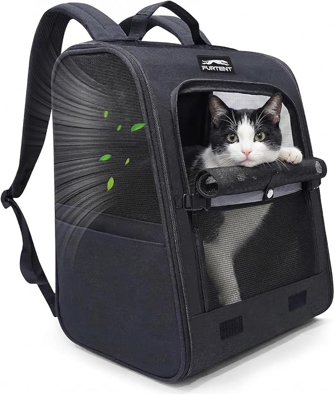 Dog Carrier Backpack for Cats and Puppies,up to 5-17 lbs,Portable and Breathable Mesh, Storage Pockets, and Built-in Safety,Pet Carrier for Hiking and Outdoor Use,Black