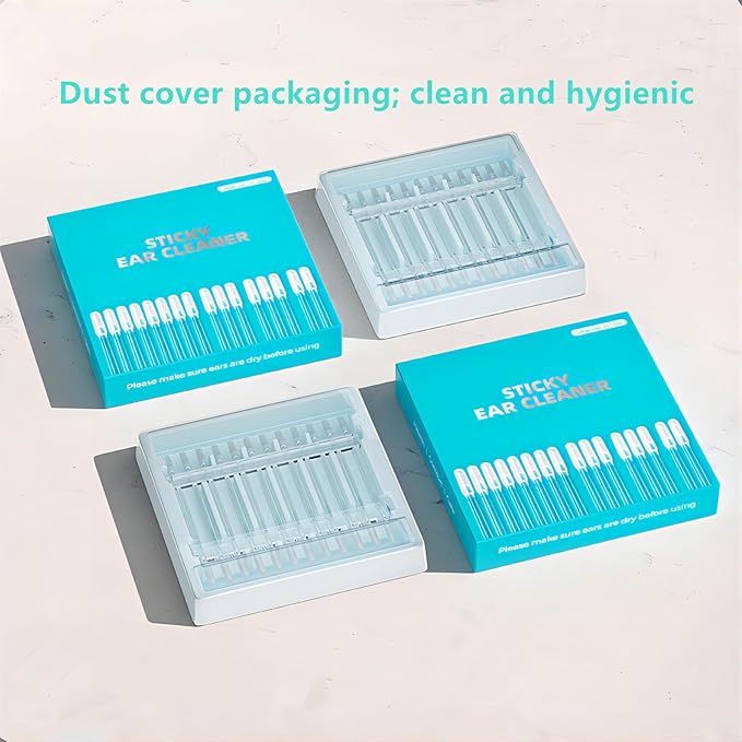 48 Pack Enhanced Adhesive Ear Digging Stick for Children's Safety Ear Cleaner for Adult Spiral Ear Wax Removal Ear Scoop Earwax Remover Tool with Dust Cover Packaging (S)