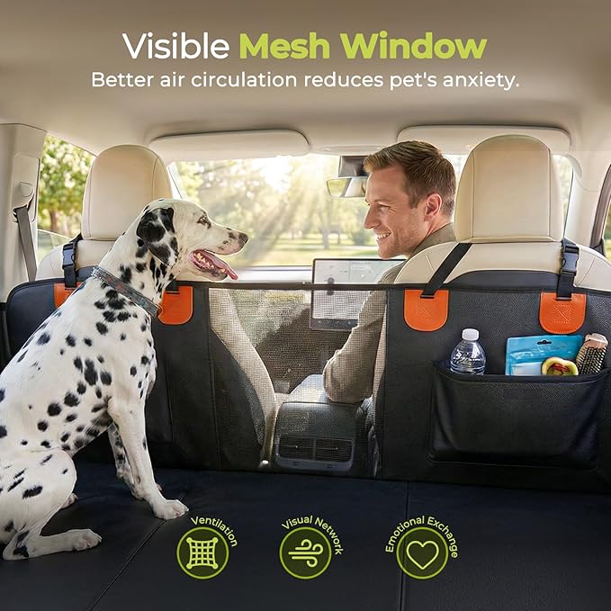 Back Seat Extender for Dogs, Hard Bottom Dog Car Seat Cover, Upgraded Waterproof PU Leather, Easy to Clean, Anti-Scratch & Durable Hammock for Full Size Trucks, Holds 400lbs