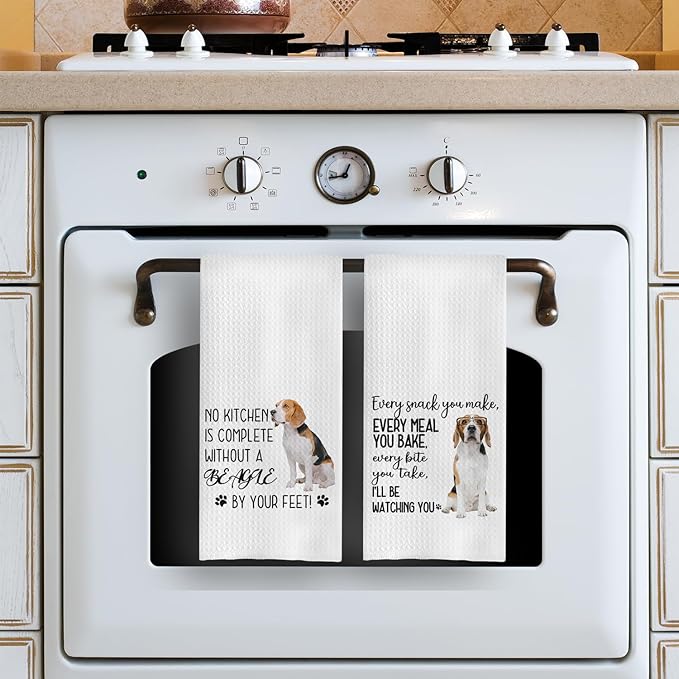 Beagle Gifts Kitchen Towels, Beagle Gifts for Women, Dog Mom Gifts, Beagle Dog Dish Towels Tea Towels for Kitchen, Dog Kitchen Towels for Dog Lovers, Dog Kitchen Decor, 16x24 Inches Set of 2