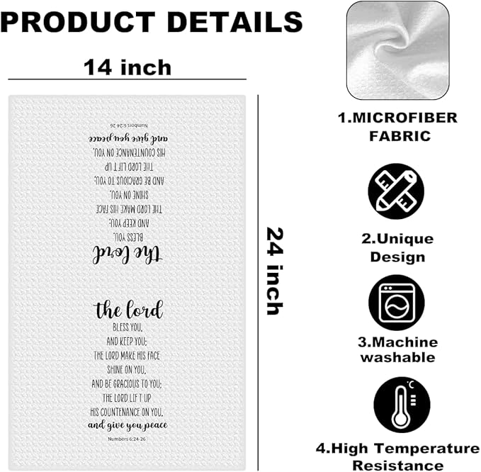 Religious Christian Kitchen Dish Towel, Bible Verse Absorbent Dish Tea Towels for Kitchen Bathroom Decor, Reusable Bar Hand Dishcloths Home Holiday Decor Christian Gifts for Women Men Housewarming