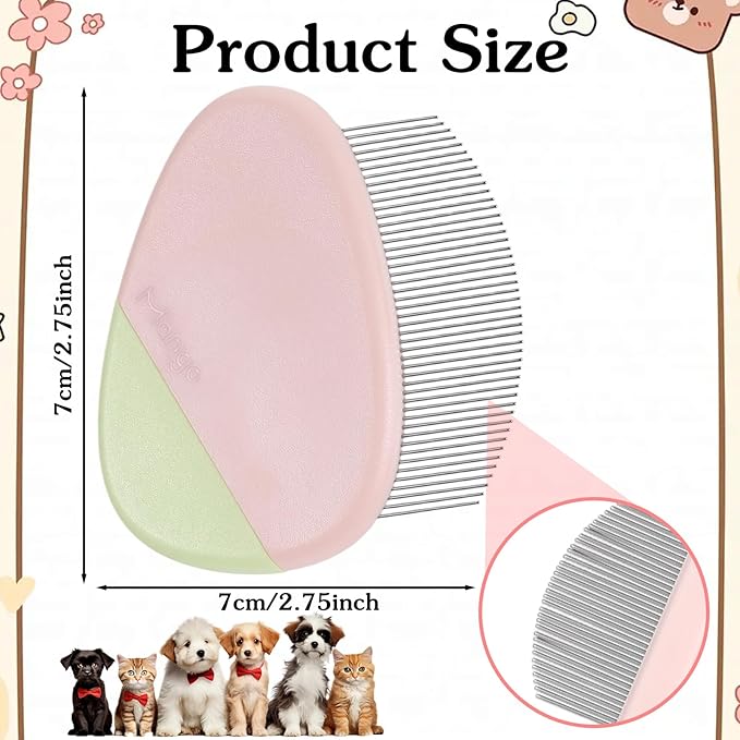Eye Comb For Small Dogs, Stainless Steel Pet Facial Grooming Comb, Dog Flea Comb, Round-Tip Arc Teeth, Stress-free Tear Stain Remover for Dogs & Cats Fit Yorkie, Shih Tzu, Maltese Maltipoo Pomeranian