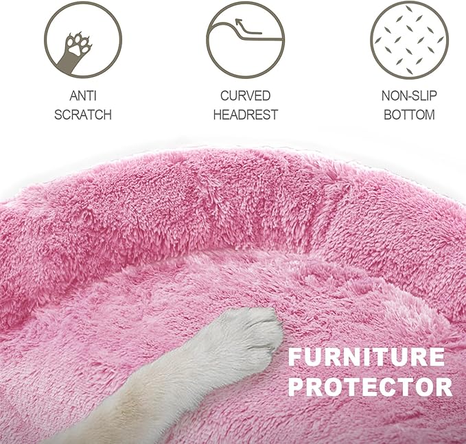 Luxurious Calming Dogs/Cats Bed Mats, Dog Pad Washable Removable Couch Cover, Plush Long Fur Mat for Pets, Waterproof Lining, Perfect for Small, Medium and Large Dogs and Cats (Pink, 41"x37")