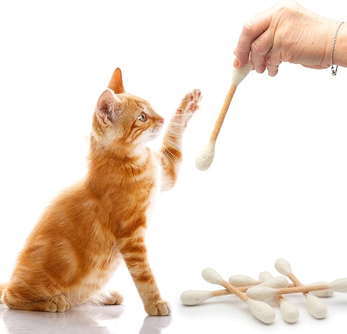 Glaciart One Swabs Cat Toys with Catnip - 6 Pk | Durable for Chew, Cute Cat Toys Interactive Kitty for Boredom, Exercise, & Play | Filled w/Organic Catnip for Anxiety & as Digestive Aid | Gift Idea