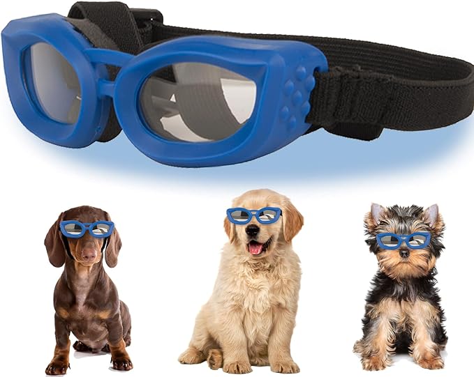 Dog Goggles Small Breed, UV/Wind/Dust/Fog Protection Pet Sunglasses with Adjustable Strap,Outdoor Dog Sunglasses for Small Dogs,Easy Wear