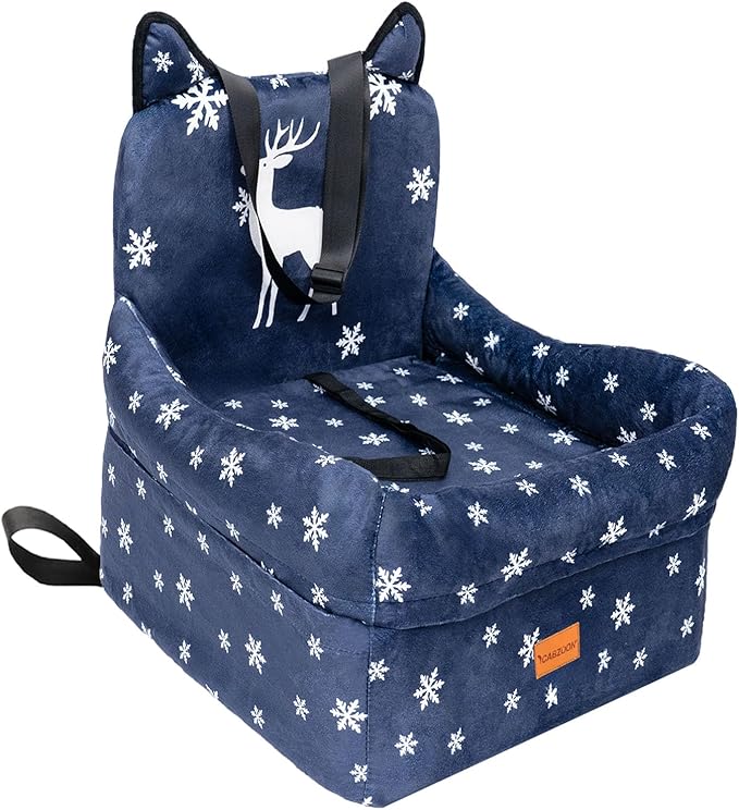 Dog Booster Car Seats for S/M Dogs Up to 35lbs,Pet Car Seat/Travel Bed with Washable&Removable Cover,Storage Pockets,Dog Safety Belt and Elevated Cushion Fits in Front/Back Seat