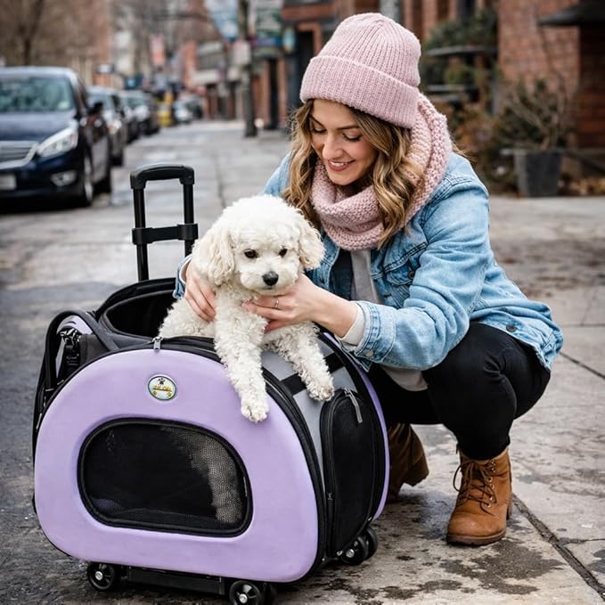 Pet Life ® 'Final Destination' Military-Grade Hardshell and Light 2-in-1 Wheeled or Carrying Travel Airline Cat and Dog Carrier Crate or Portable Pet Kennel