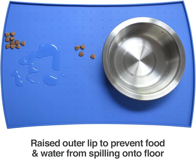 PetFusion Small Waterproof Dog & Cat Food Mat (18x12"). FDA Grade Silicone [superior hygiene, non-toxic, multiple sizes]