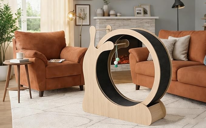 40" Cat Exercise Wheel, Cat Wheel for Indoor Pets, Running Wheels with Scratching Board and Playing Balls, Quiet Cats Sport Toys for Running Walking Training