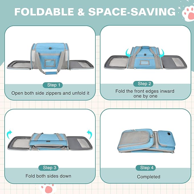 Soft Cat Carrier for Pets Up to 20 Lbs, Collapsible Cat Carrier Bag with Privacy Curtains, Airline Approved Small Pet Carrier for Small Medium Cats Dogs Puppy, Washable Soft Pet Travel Bag Dog Carrier