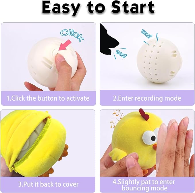 Interactive Dog Toys, Puppy Toys to Keep Them Busy, Rechargeable Squeaky Dog Toys, Bouncing Plush Chew Toy for Small Dogs for Boredom, Automatic Self Play Moving Music Toy