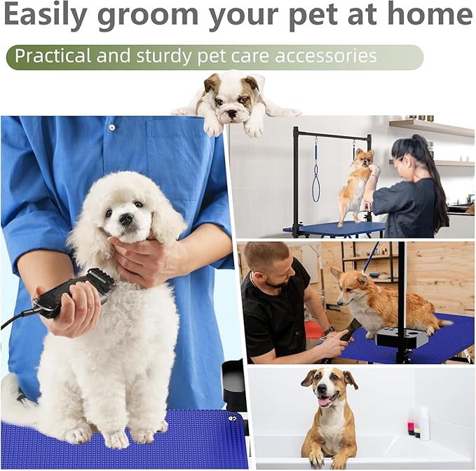 Professional Dog Pet Grooming Table Adjustable Heavy Duty Portable w/Arm & Noose & Mesh Tray (36", Blue)