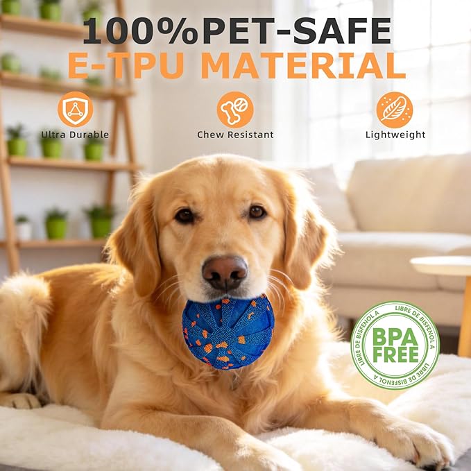 Interactive Dog Toys Ball, 3 Play Modes with Colorful Lights, Automatic Moving, Bouncing, E-TPU Material, Suitable for Large and Medium-Sized Dogs, Used for Boredom Relief and Daily Training