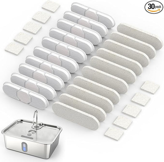 10 Set Dog Water Fountain Filters Replacement,4Gal/15L Pet Fountain Filters,Made of Activated Carbon and PP Cotton, 5-Layer Filtration System, 10 Pre-Filter Sponge,10 Pump Sponge,10 Filter