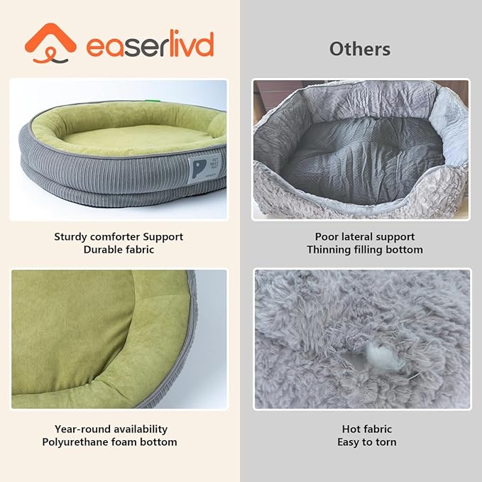 Washable Pet Cat Dog Bed Small Medium,Memory Foam Calming Pet Puppy Dog Crate Beds Cushion for Small Medium size Dogs Indoor Cats Crate,Pet Dog Cat Crate Mat with Detachable Bottom and Bolster Cushion