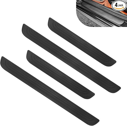 4PCS Car Door Sill Protector, Anti-Scratch Door Edge Guards Protector, Rubber Car Door Sills Scratch Protection, Universal Auto Threshold Pedal Edge Protector Strip (Black, Width 1.69")