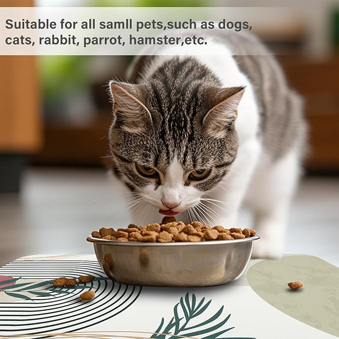 Cat Food Mat for Floors Waterproof Dog Mat for Food and Water Bowl Quick Dry Easy to Clean Nonslip Pet Mats, 12 * 20, Grey