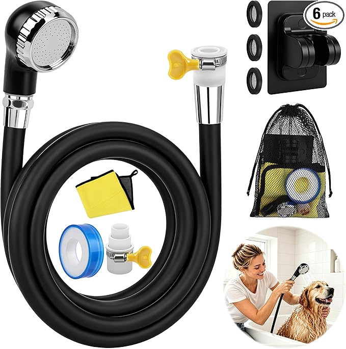 Windspeed 6.5Ft Slip On Tub Hose for Dogs Bathtub Faucet Attachment for Dog Washing Hose Tub Attachment for Pet Puppy Cat Washing Cleaning, Suitable for 0.6-0.9 inch Faucets