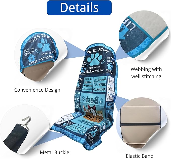 Waterproof Car Seat Cover for Front Seats, Protector for Cars SUVs Trucks, Sweat Towel Seat Covers Bucket for Gym,Workout,Beach,Hiking,Running and Swimming(Vet Tech Gift, 2PCS)