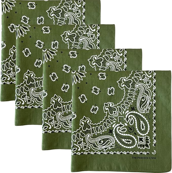 The Peacock Crew Premium Soft Cotton Bandanas Pack for Men and Women Paisley 22 x 22 inches