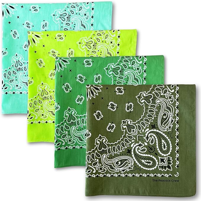 The Peacock Crew Premium Soft Cotton Bandanas Pack for Men and Women Paisley 22 x 22 inches