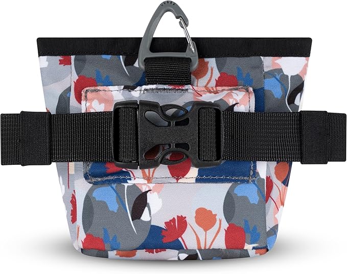 OllyDog Goodie Treat Bag, Dog Treat Pouch, Waist Belt Clip for Hands-Free Training, Magnetic Closure, Dog Training and Behavior Aids, Three Ways to Wear (Fiori)