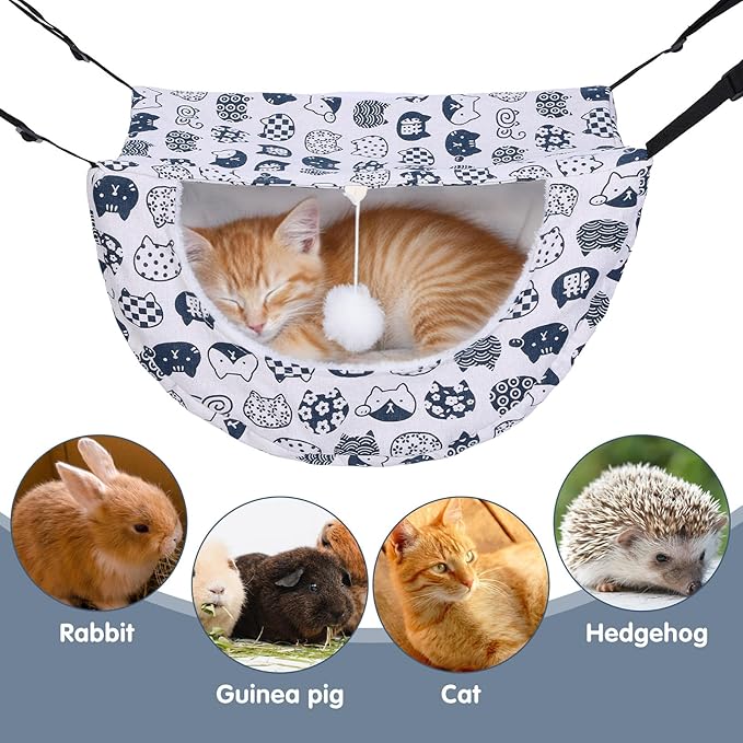 2 Pcs Cat Cage Hammock, Double Layer Soft Hanging Pet Bed for Indoor Cats, Kittens, Ferrets, Rabbits and Small Animals, 2 Styles