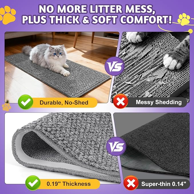 ENONCI Wall Corner Cat Scratcher | Cat Scratcher Wall Mounted with Faux Sisal & Carpet Pad, 23.6x11.8 Inch Furniture Protector for Indoor Cats to Protect Couches & Walls