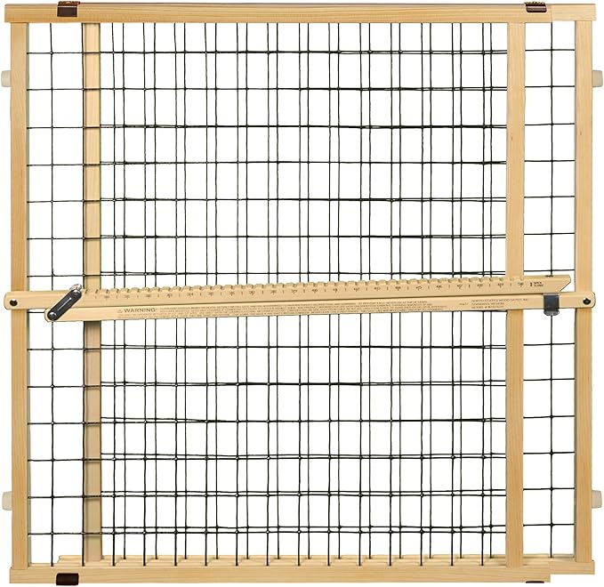 MYPET Wire Mesh Dog Gate: 29.5"-50" Wide, Pressure Mounted with No Tools; Expandable, Durable Pet Gates for Doors and Hallways, 31" Tall, Made with Sustainable Hardwood