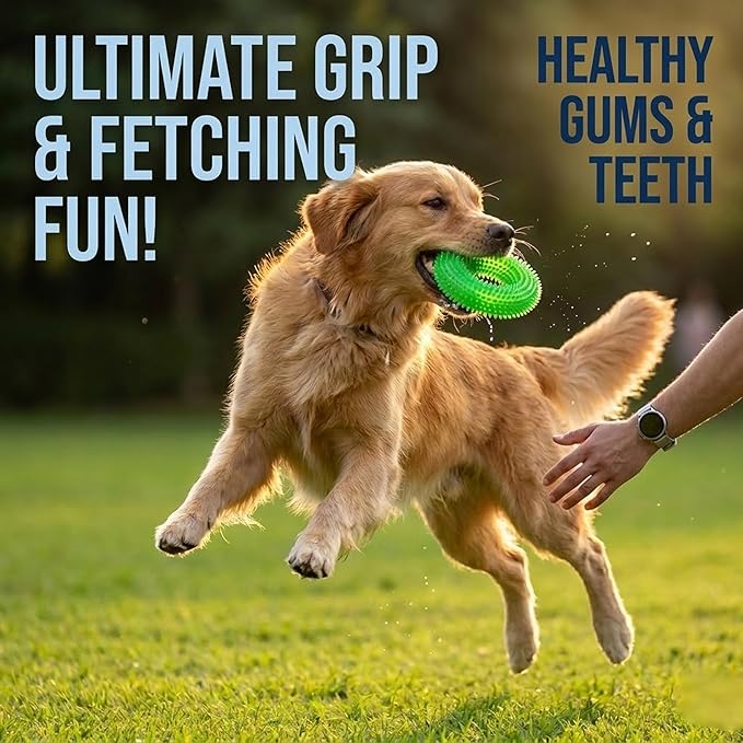 ADUCK Dog Squeaky Chew Toys for Aggressive Chewers, Small Medium Large Dogs Teeth Cleaning Soft Natural Rubber Float Toy for Indoor Outdoor Water Pool, Donut Ring Design 4.92 inch, Pack of 4