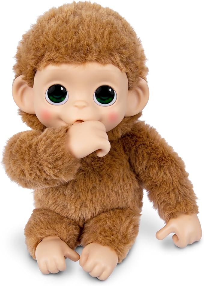 Little Live Pets Baby Monkey Minis – Pepi Peach. Interactive Pet Toy. 20+ Sounds & Reactions. Soft Brown Fur, 7.4" Tall. Super Realistic. Feed, Nurture, React. Grippy Hands & Feet. Collect All 3