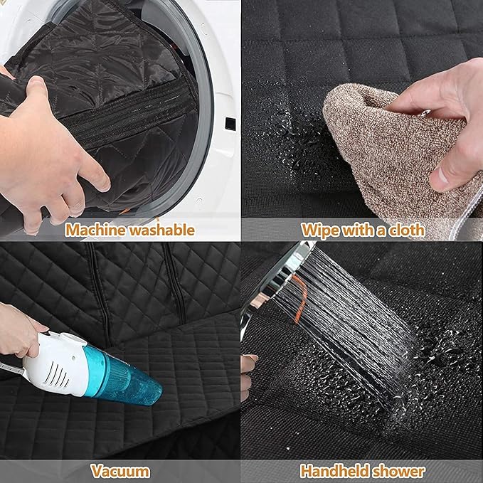 JSTHT Dog Car Seat Cover for Back Seat Waterproof Bench Seat Cover Protector Nonslip Durable Soft Pet Dog Back Seat Cover for Car, Truck, & SUV (Black)