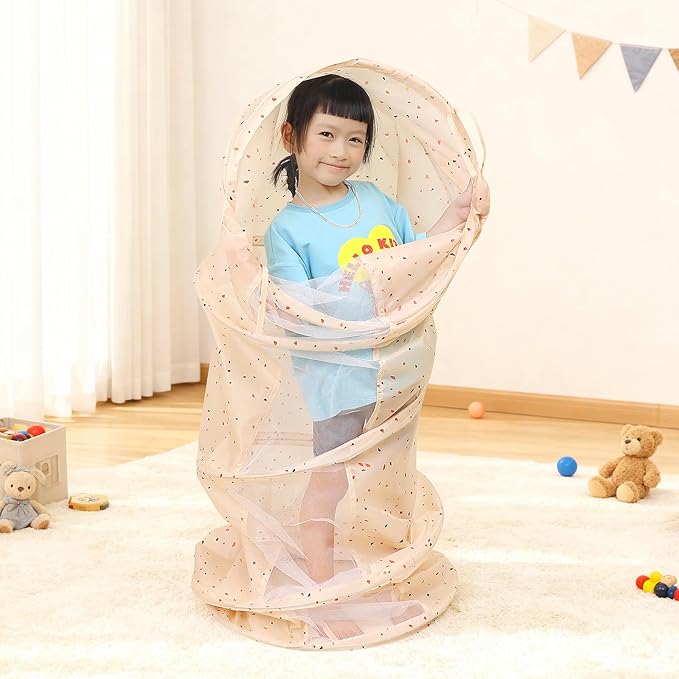 Crawling Kids Play Tunnel [ Pop Up Collapsible Mesh Tunnel ] for Children, Baby, Toddlers, Boys & Girls, Mobility Indoor Toys