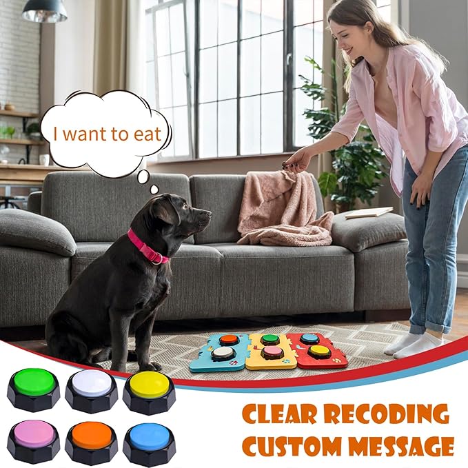 TITA-DONG 6Pcs Dog and Cat Communication Buttons Set, Dog Training Answer Buzzer Talking Buttons for Dogs with Waterproof Anti Slip Dog Button Mat for Dogs Pet Cat Training Family(#1)