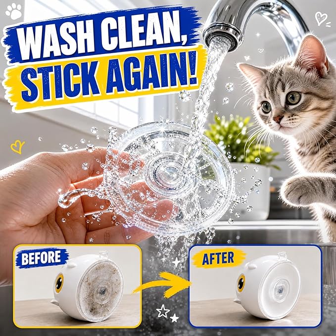 Interactive Cat Toys for Indoor Cats - Automatic Flying Bird Feather Toy with Sticky Suction Base, USB Rechargeable 360° Electric Cat Teaser, Touch Activated Self-Play Toy for Bored Cats