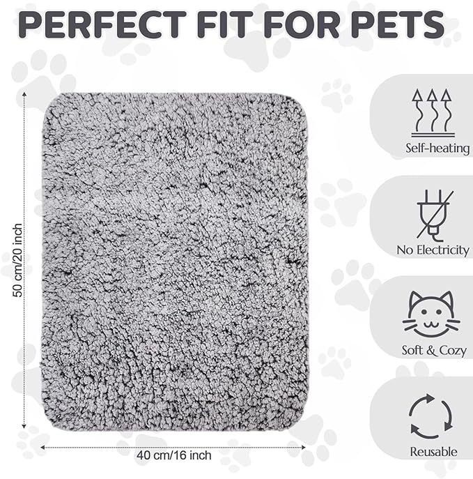 Self Warming Cat Bed Pad Self Heating Pet Mat Warmer Bed Mat for Feral and Indoor Washable Thermal Pet Kennel Pad with Anti-Slip Bottom (Gray,16 x 20 Inch)