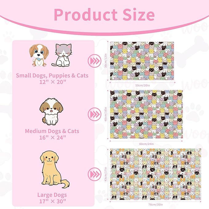 Cat Food Mat, Absorbent Pet Feeding Mat for Dog & Cat Food and Water Bowl, Non-Slip Quick Dry Pet Placemat Floor Protector for Messy Drinkers(17 x 30in)